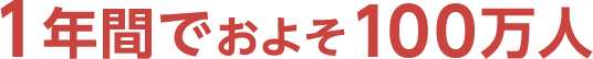 1年間でおよそ100万人